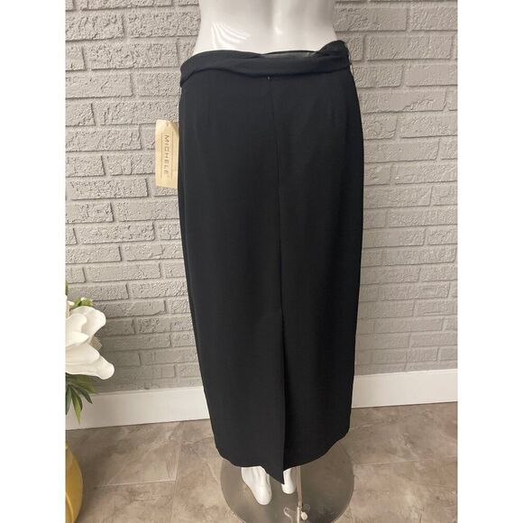 Michele Women Black Belted Maxi Skirt Size 10 NWT - Picture 3 of 7